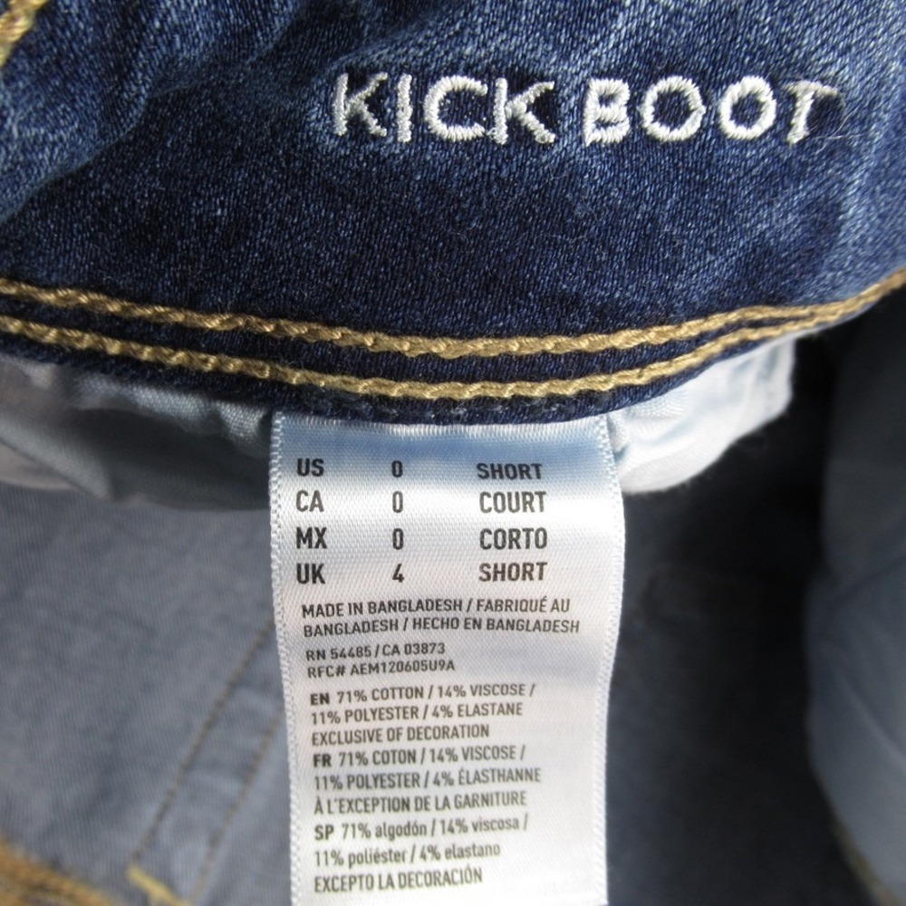 American Eagle Kick Boot Jeans Womens 0 Short Blue 360 Super Stretch Low Rise - Picture 10 of 11